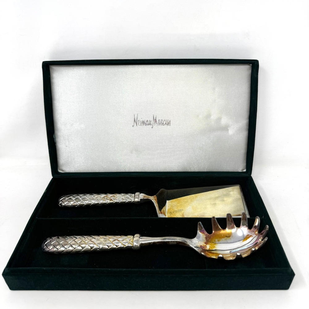 GSA Godinger Woven Basketweave Silver Plated Pasta & Lasagna Server Set